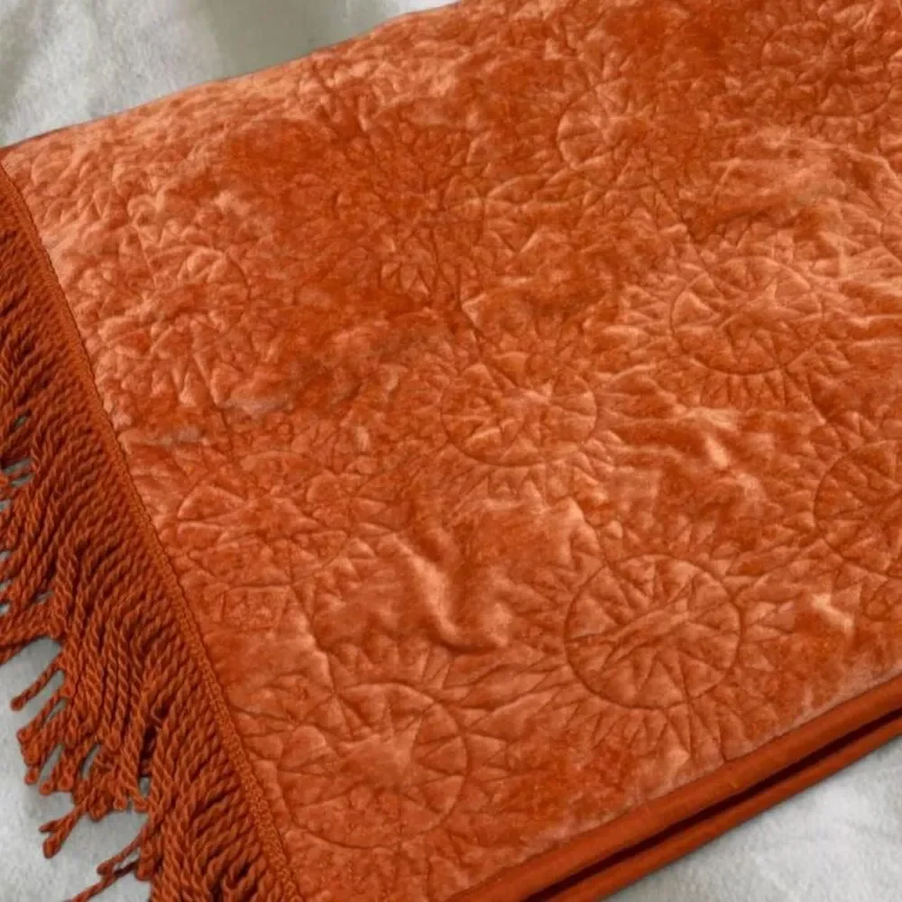 Cottage Boho Whimsigoth OpalHouse Sun Velvet Quilt Pillowcase Fringe Set of 2